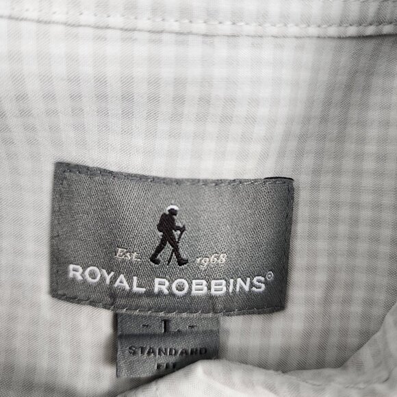 Royal Robbins Shirt Mens Large Gray Cream Mojave Pucker Dry S/S Button Up 71201 - Picture 3 of 7